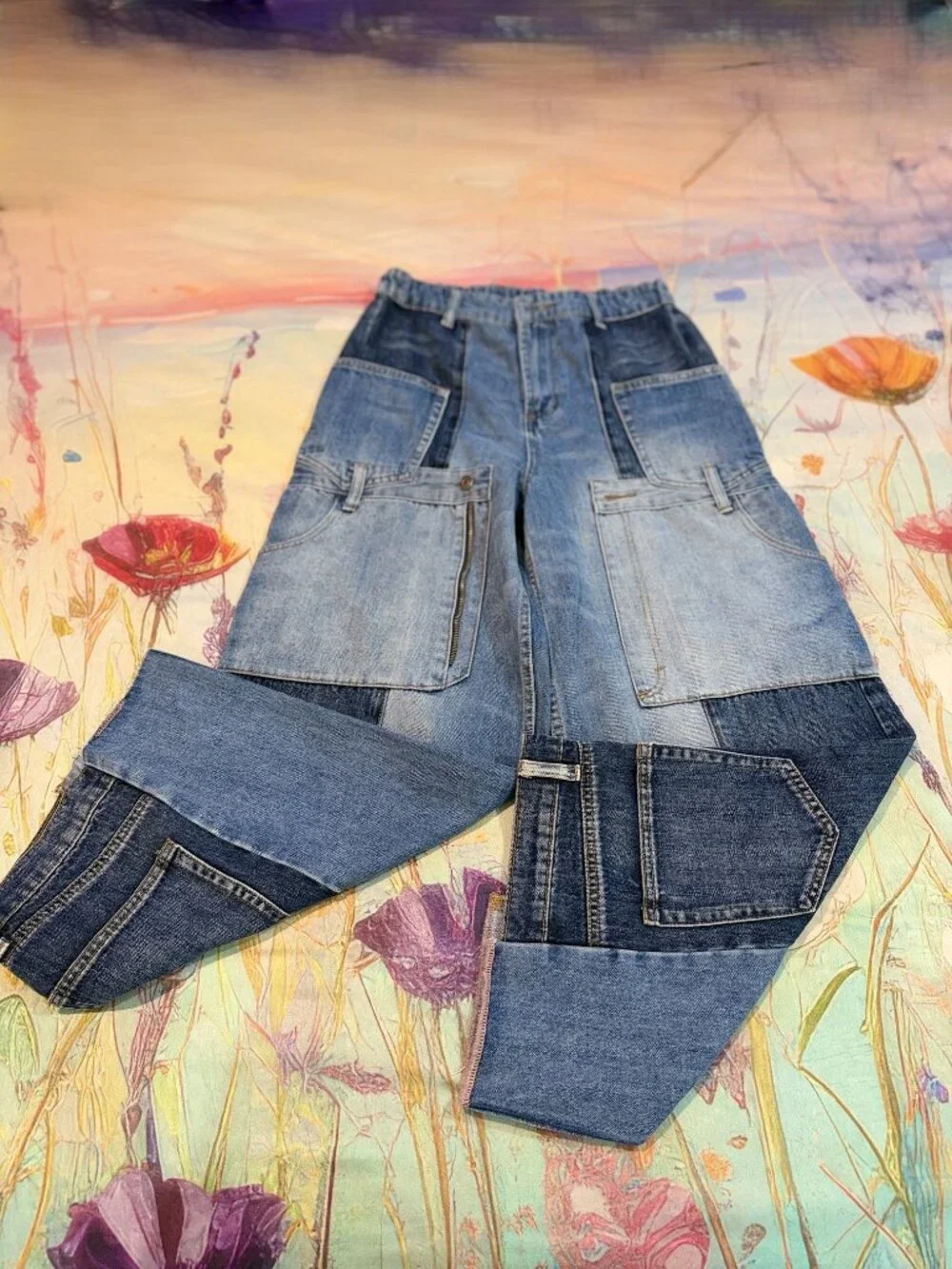 👖✨ OLI & HALI Upside Down Patchwork Jeans – Size M ✨👖